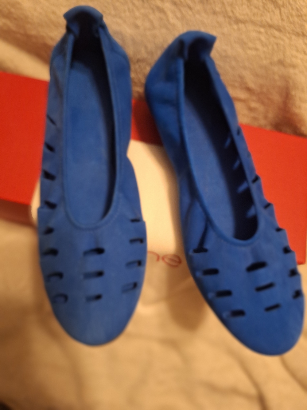 Arche Women's Ninyli Ballerina Flats. Electric Blue Cutout Suede
